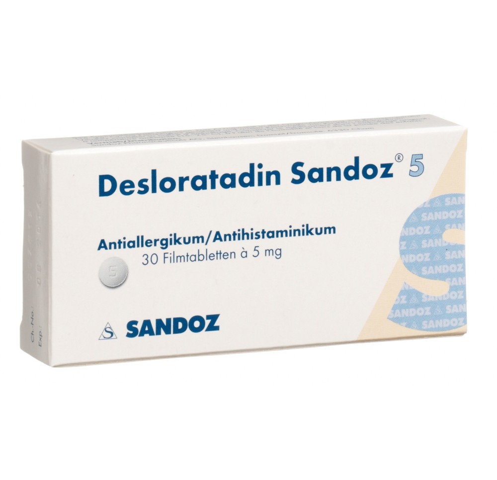 DESLORATADINE Sandoz cpr pell 5 mg 30 pce DESLORATADINE Sandoz cpr pell 5 mg 30 pce