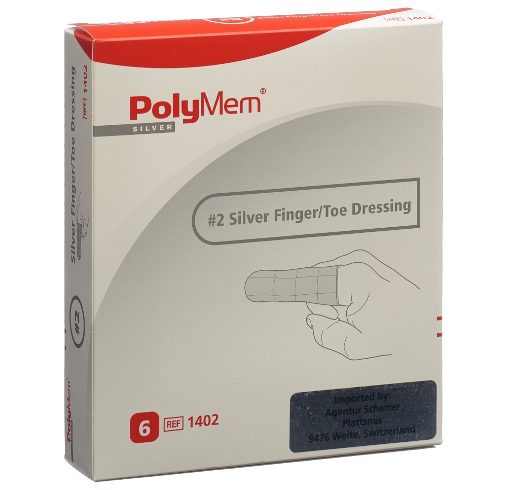POLYMEM Finger/Toe Dressing Silver M 6 pce
