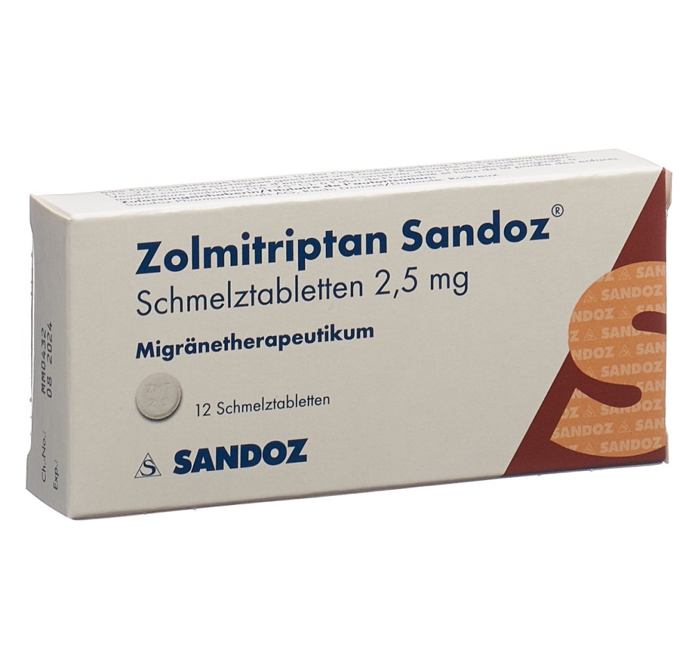 ZOLMITRIPTAN Sandoz cpr orodisp 2.5 mg 12 pce ZOLMITRIPTAN Sandoz cpr orodisp 2.5 mg 12 pce