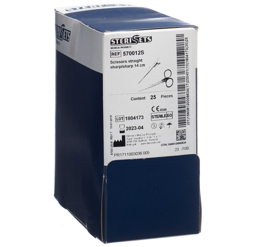 AICHELE 1x stéril ciseaux chir dro 14cm po/po 25 x