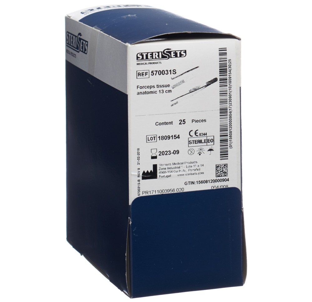 AICHELE 1x stéril pincette anat 13cm droit 25 x