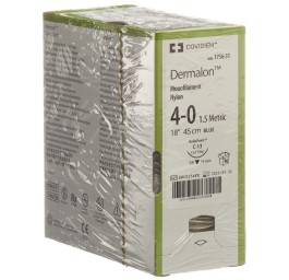 DERMALON 45cm bleu 4-0 C-13 36 pce