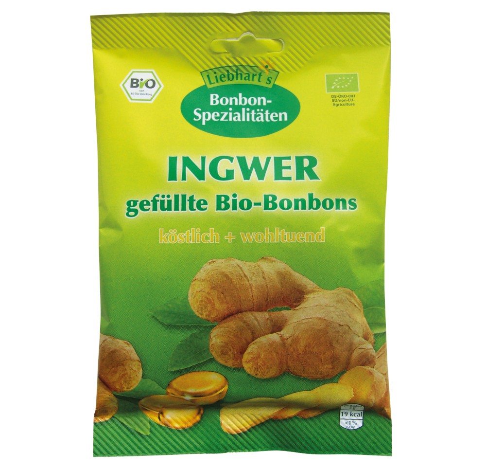 LIEBHARTS bonbons gingembre bio 18 sach 100 g LIEBHARTS bonbons gingembre bio 18 sach 100 g