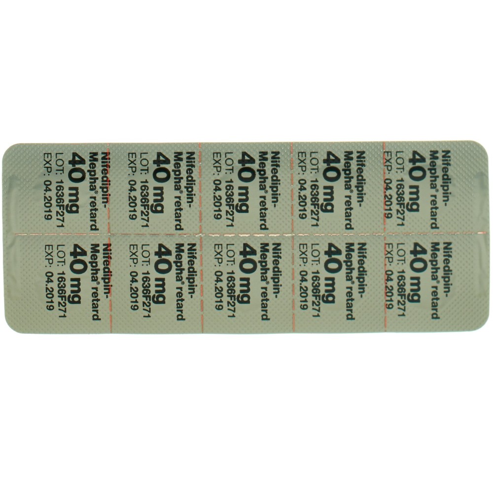 NIFEDIPIN Mepha cpr ret 40 mg retard 100 pce NIFEDIPIN Mepha cpr ret 40 mg retard 100 pce