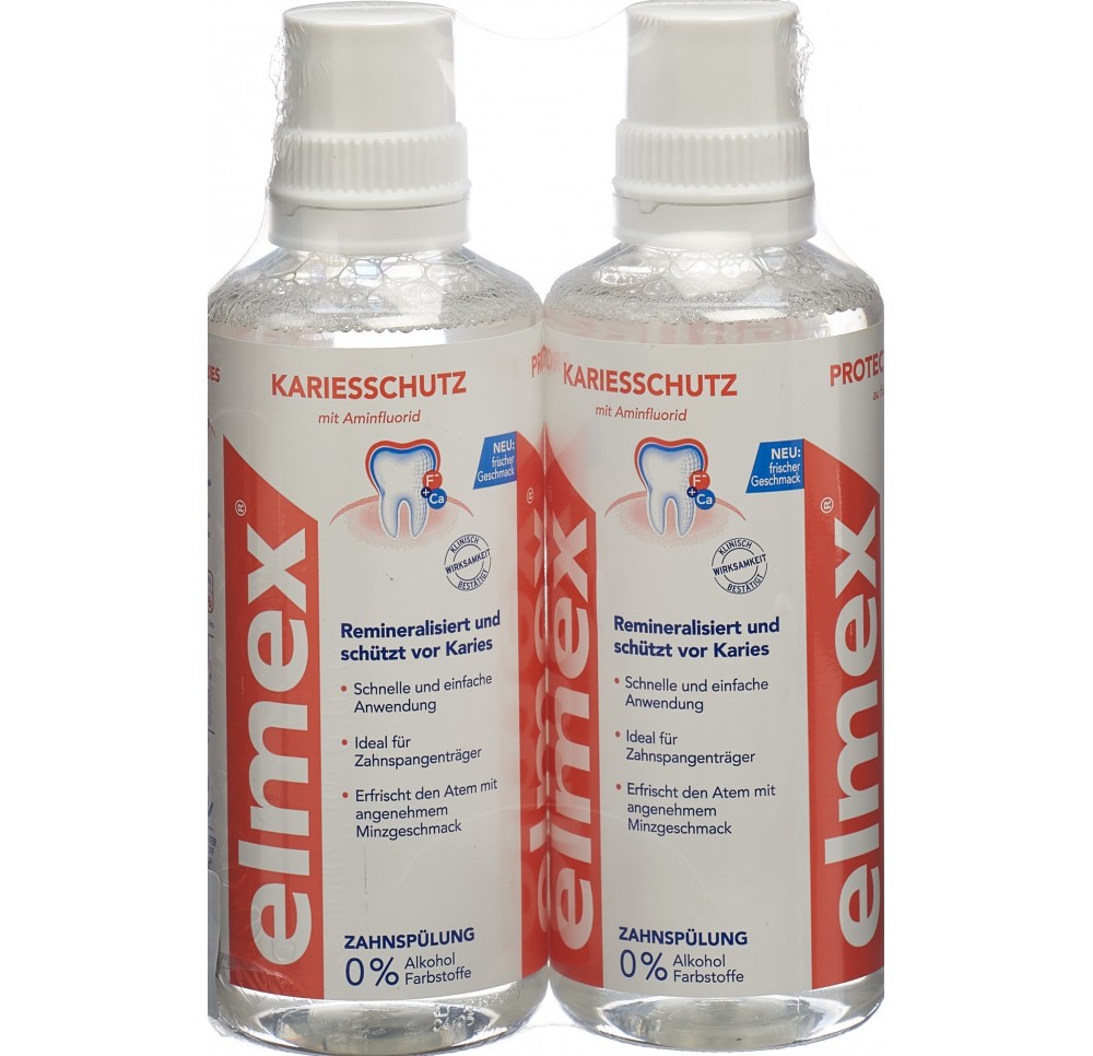 elmex PROTECTION CARIES eau dentaire duo 2 x 400 ml