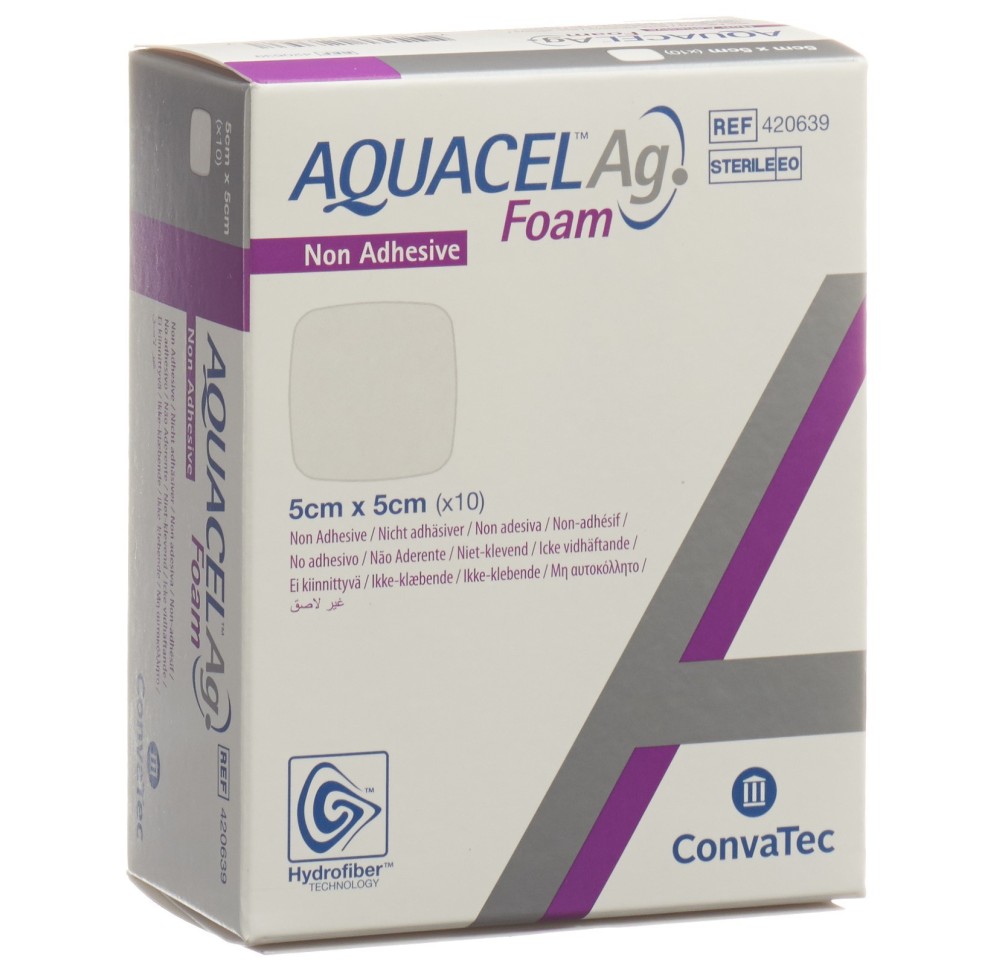 AQUACEL Ag Foam non-adhésif 5x5cm 10 pce AQUACEL Ag Foam non-adhésif 5x5cm 10 pce