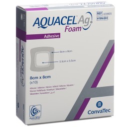 AQUACEL Ag Foam adhésif 8x8cm 10 pce