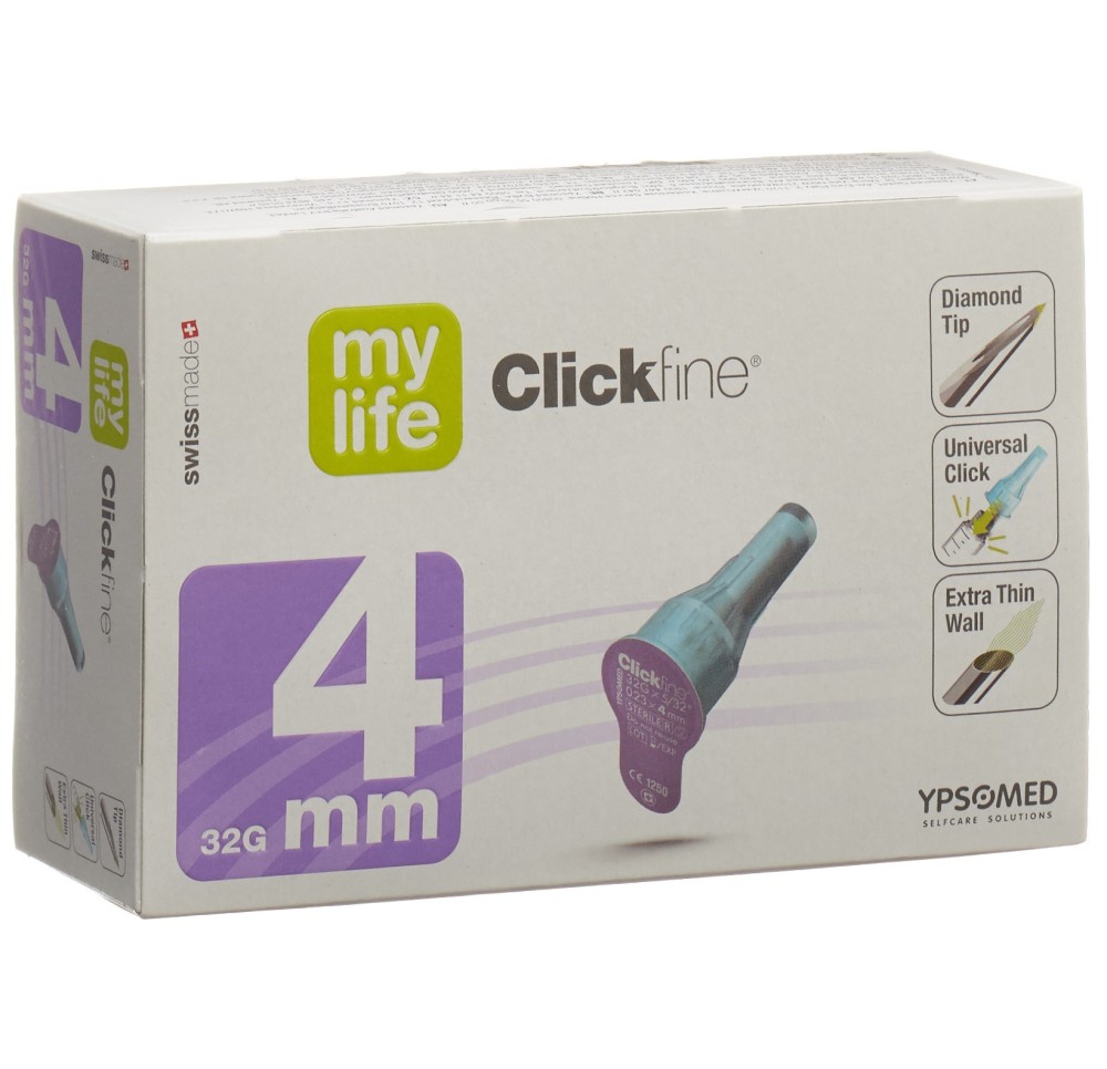 MYLIFE Clickfine aiguilles 4mm 32G 100 pce MYLIFE Clickfine aiguilles 4mm 32G 100 pce