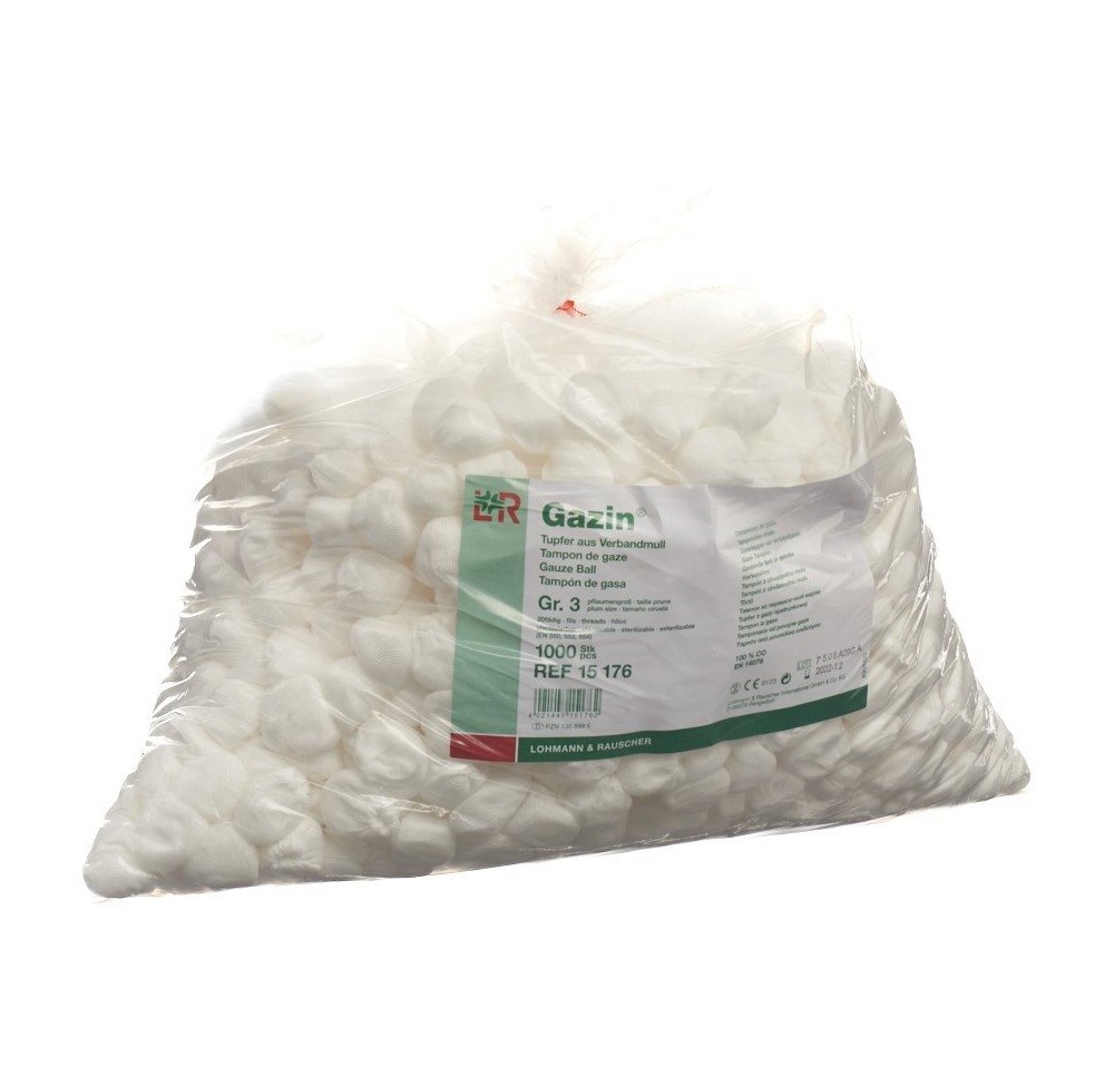 GAZIN tampon gaze Gr2 20fils taille noix 1000 pce GAZIN tampon gaze Gr2 20fils taille noix 1000 pce