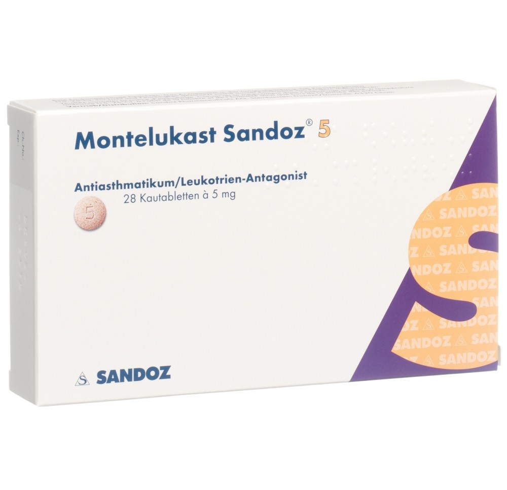 MONTELUKAST Sandoz cpr croquer 5 mg 28 pce MONTELUKAST Sandoz cpr croquer 5 mg 28 pce