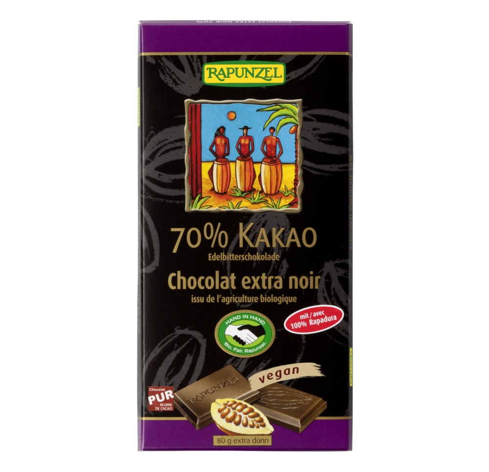 RAPUNZEL chocolat amer-surfin 70 % 80 g RAPUNZEL chocolat amer-surfin 70 % 80 g