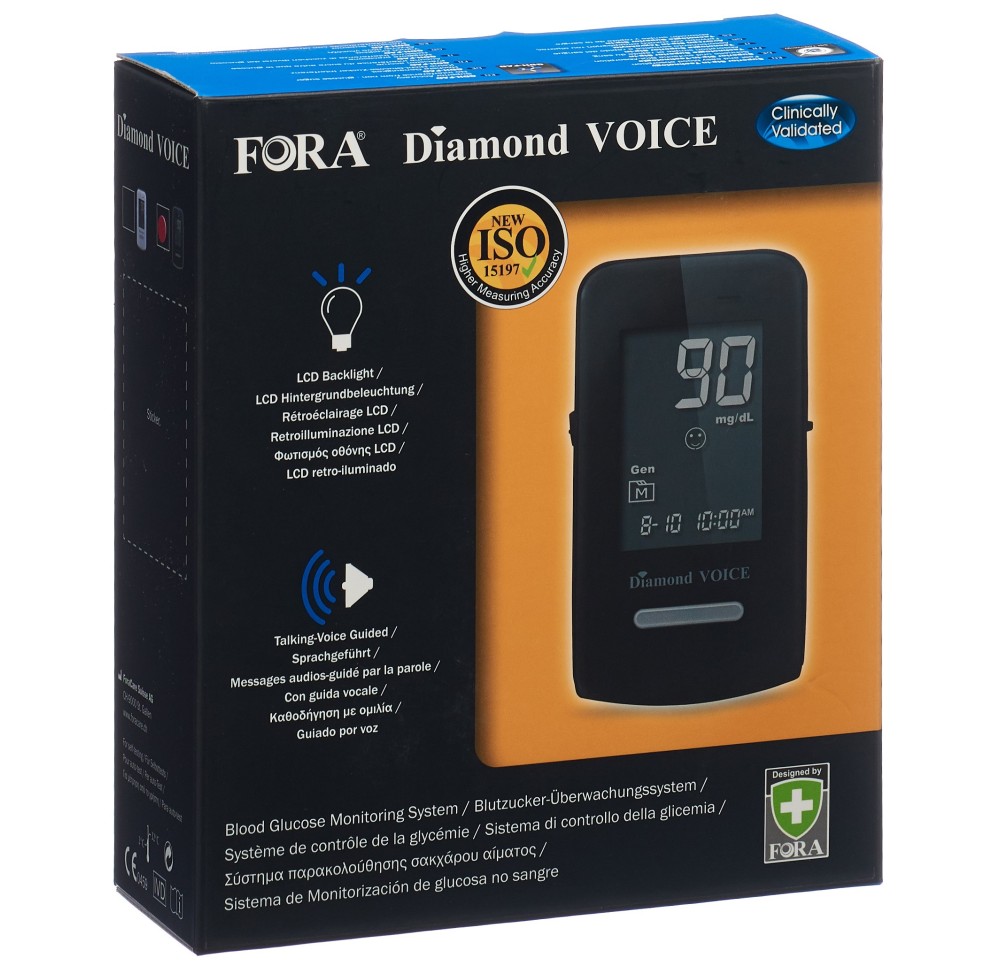FORA Diamond VOICE avec guidage vocal DE/EN mmol/L