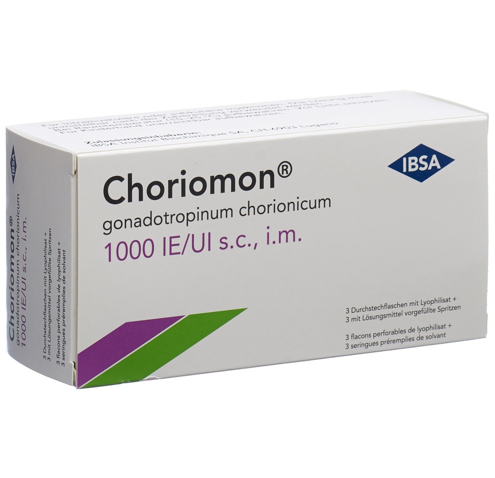 CHORIOMON 1000 UI c solv (seringue) flac 3 pce CHORIOMON 1000 UI c solv (seringue) flac 3 pce