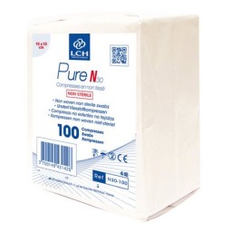 LCH compresse 10x10cm 30g/m2 4p nst blanc 100 pce