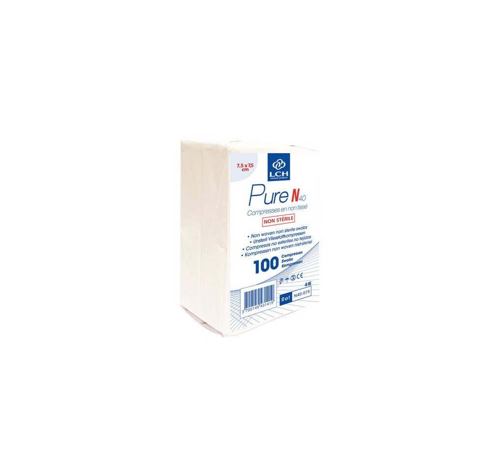 LCH compresse 7.5x7.5cm 4p nst blanc 100 pce