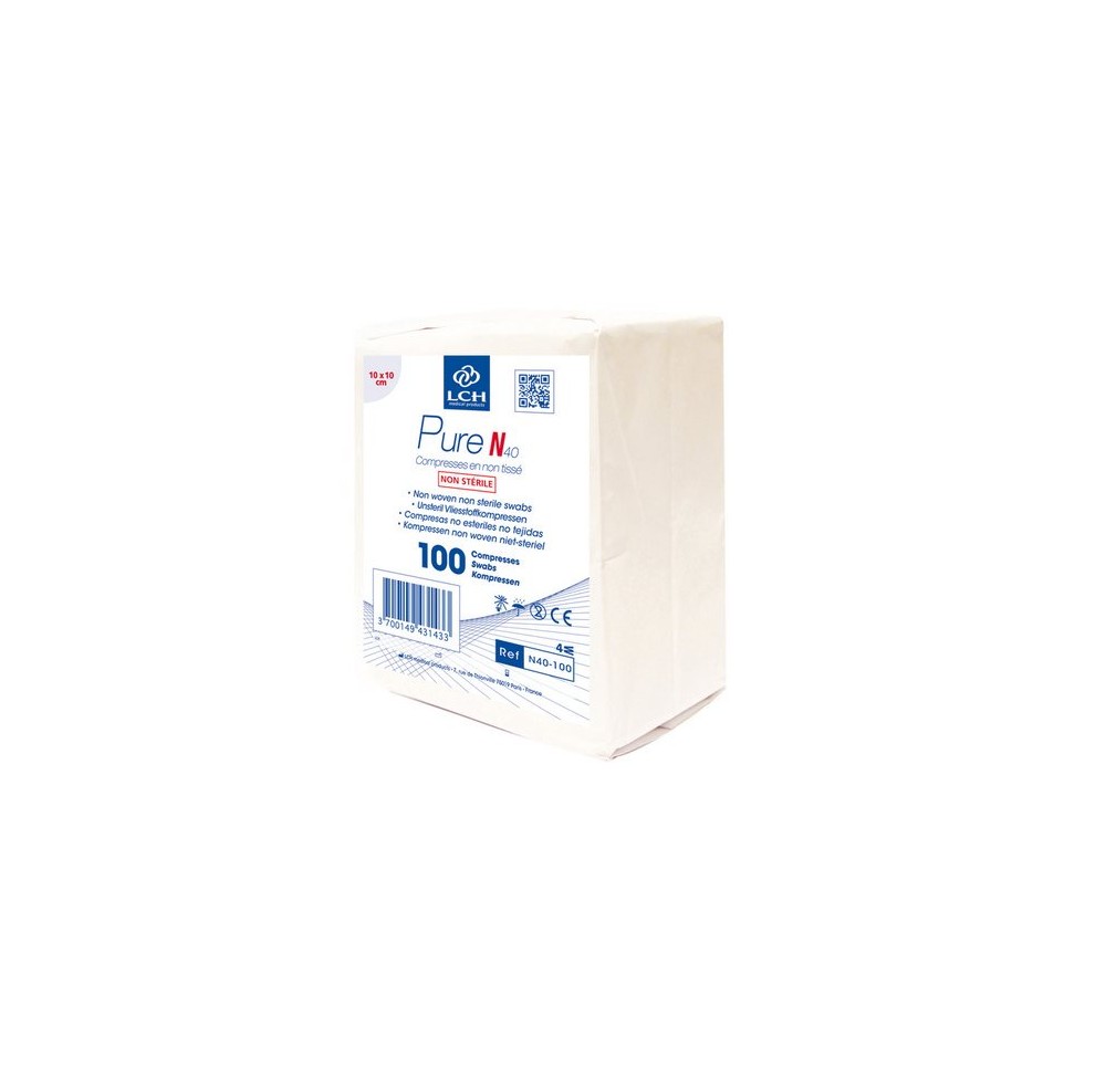 LCH compresse 10x10cm 40g/m2 4p nst blanc 100 pce