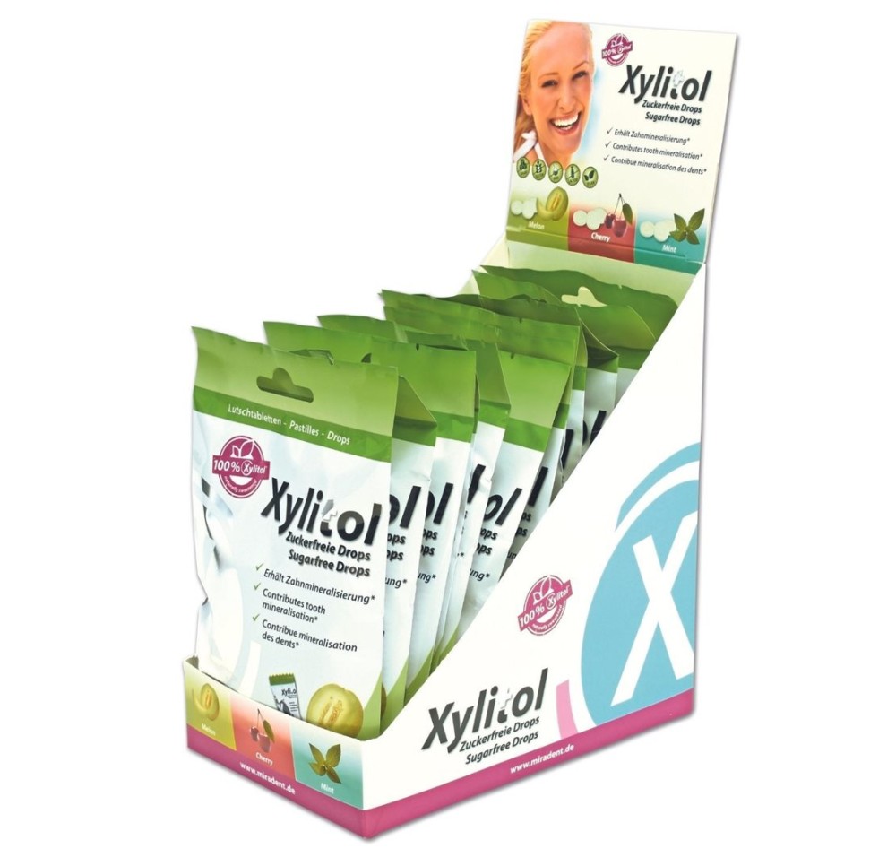 MIRADENT Xylitol Drops display melon 12pce