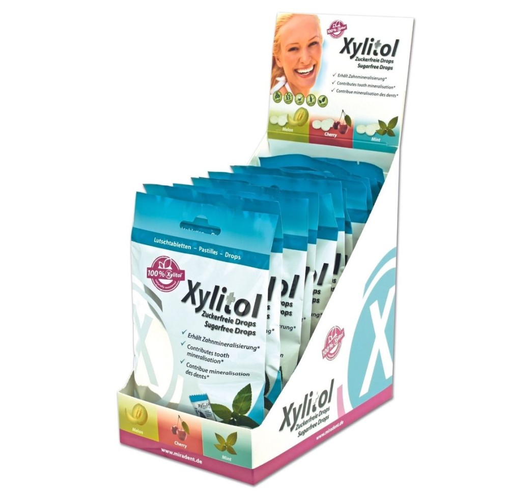 MIRADENT Xylitol Drops display mint 12pce
