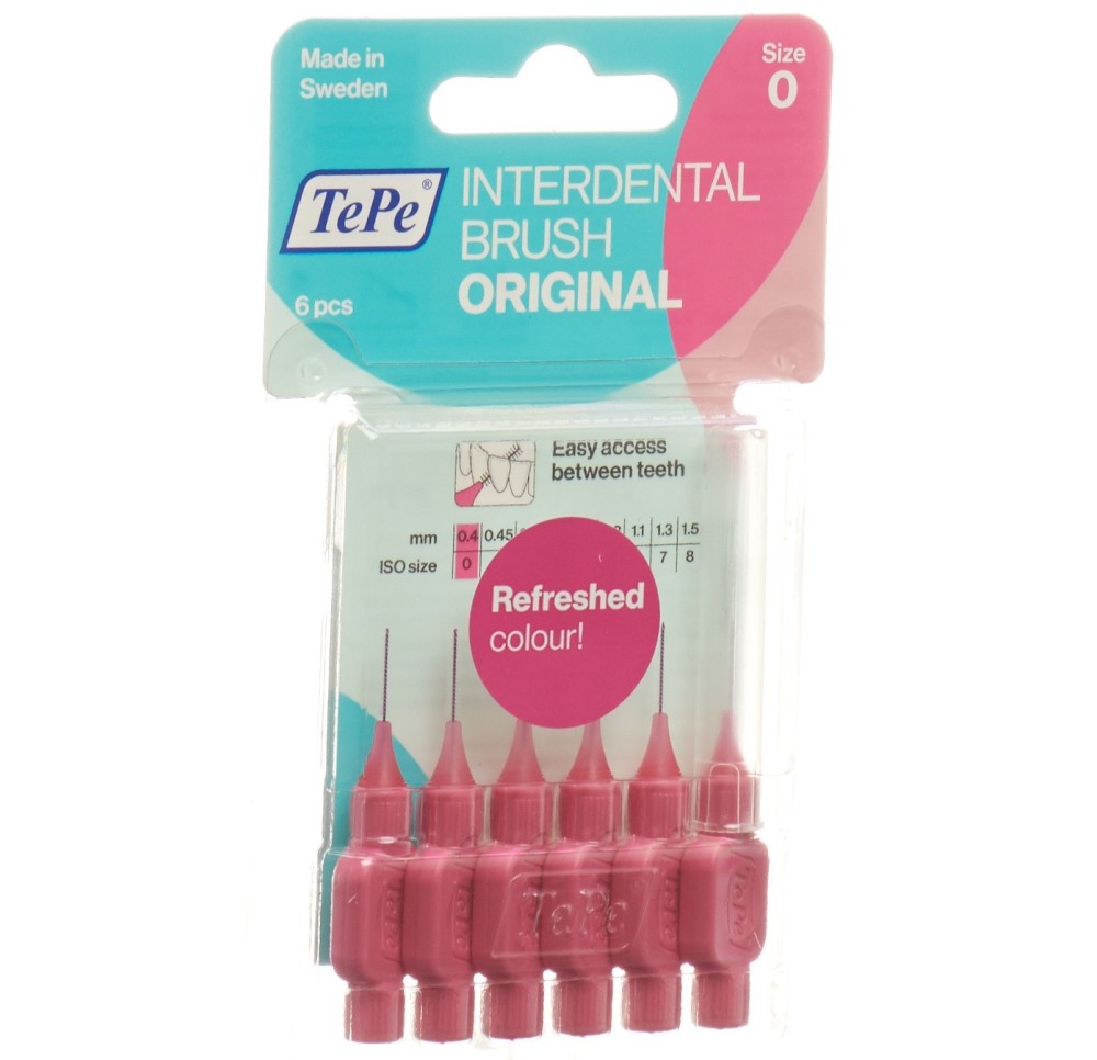 TEPE Interdental Brush 0.4mm pink blist 6 pce TEPE Interdental Brush 0.4mm pink blist 6 pce