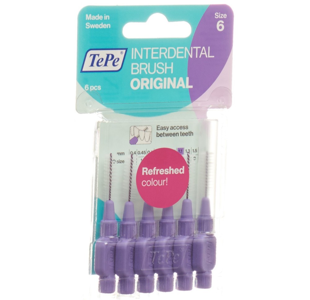 TEPE Interdental Brush 1.1mm violet blist 6 pce TEPE Interdental Brush 1.1mm violet blist 6 pce