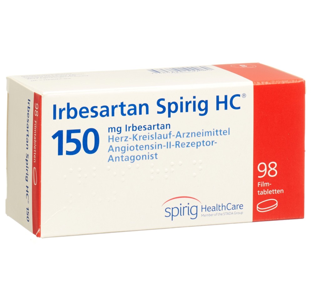 IRBESARTAN Spirig HC cpr pell 150 mg 98 pce IRBESARTAN Spirig HC cpr pell 150 mg 98 pce