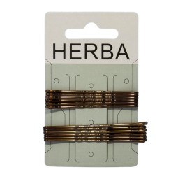 HERBA pince à cheveux 6+6.5cm marron 12 pce