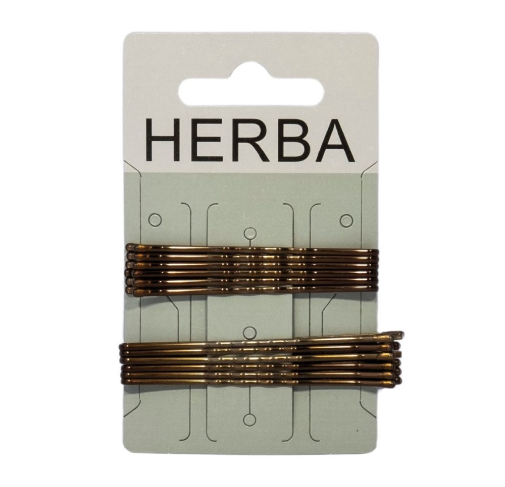 HERBA pince à cheveux 6+6.5cm marron 12 pce