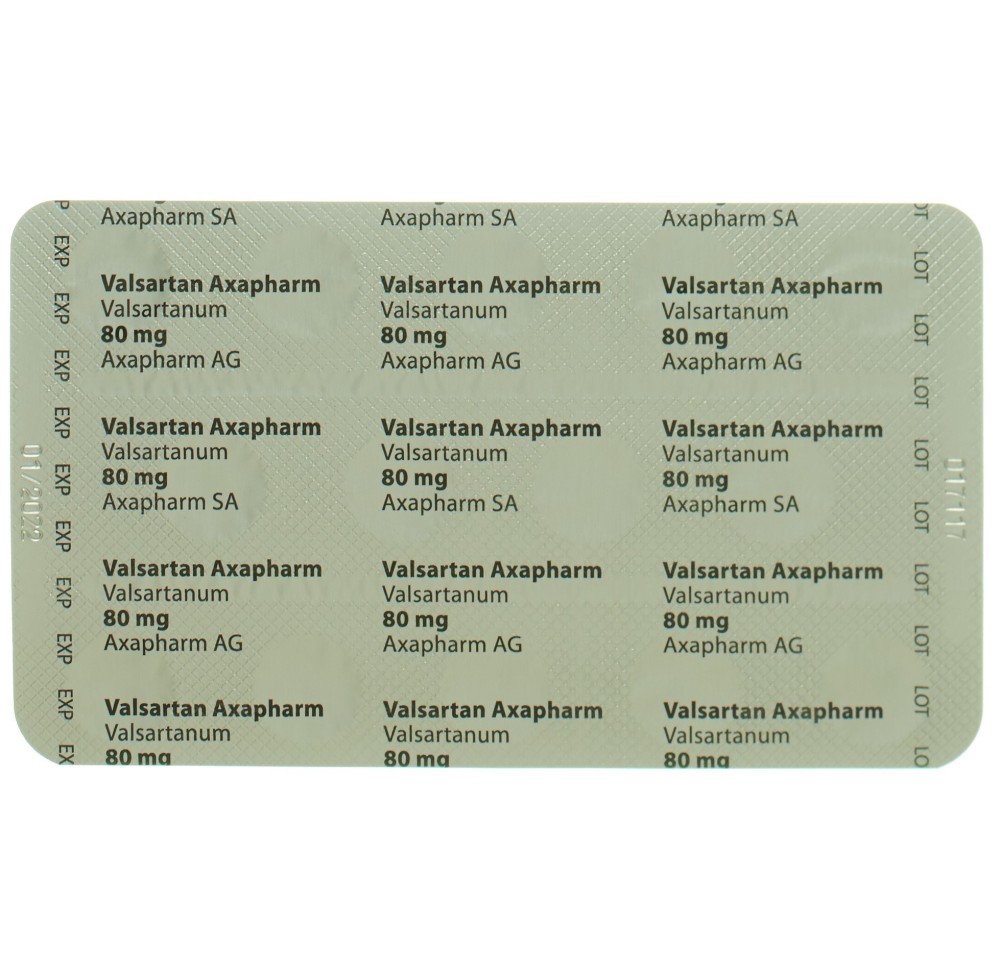 VALSARTAN axapharm cpr pell 80 mg 98 pce VALSARTAN axapharm cpr pell 80 mg 98 pce