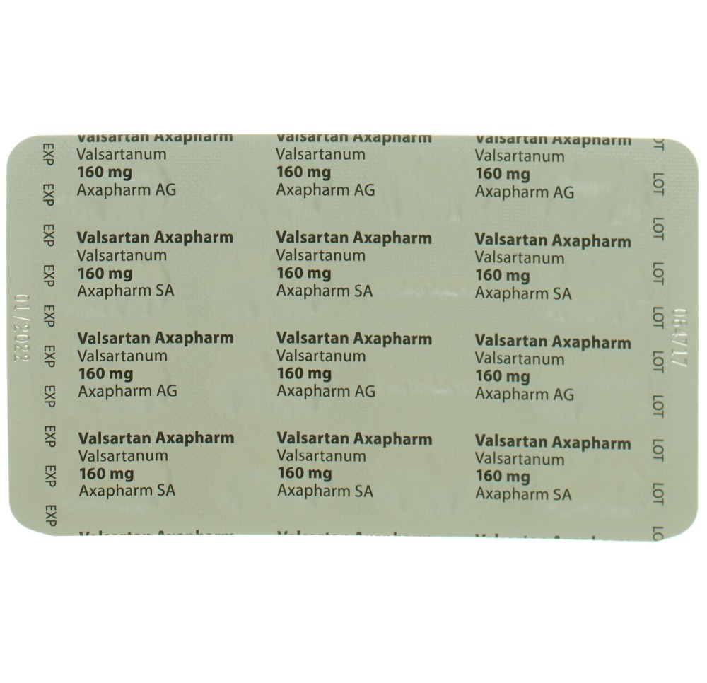 VALSARTAN axapharm cpr pell 160 mg 98 pce VALSARTAN axapharm cpr pell 160 mg 98 pce