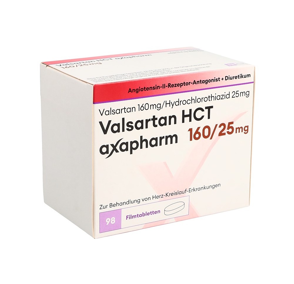 VALSARTAN HCT axapharm 160/25 mg 98 pce VALSARTAN HCT axapharm 160/25 mg 98 pce