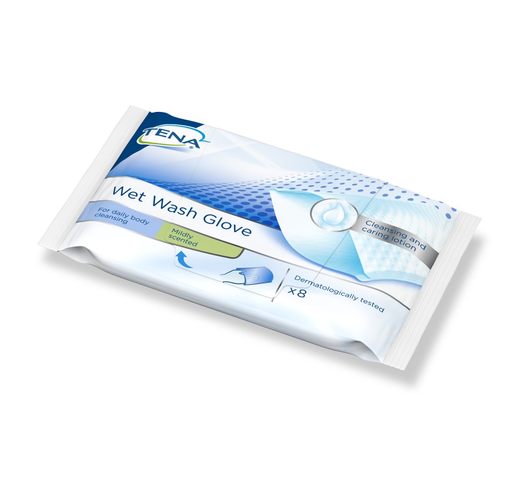 TENA Wet Wash Glove parfumé 8 pce TENA Wet Wash Glove parfumé 8 pce