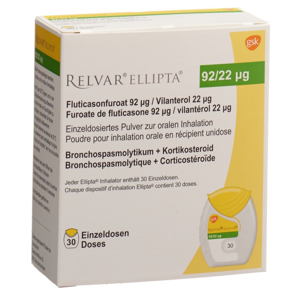RELVAR ELLIPTA pdr inh 92mcg/22mcg 30 dos RELVAR ELLIPTA pdr inh 92mcg/22mcg 30 dos
