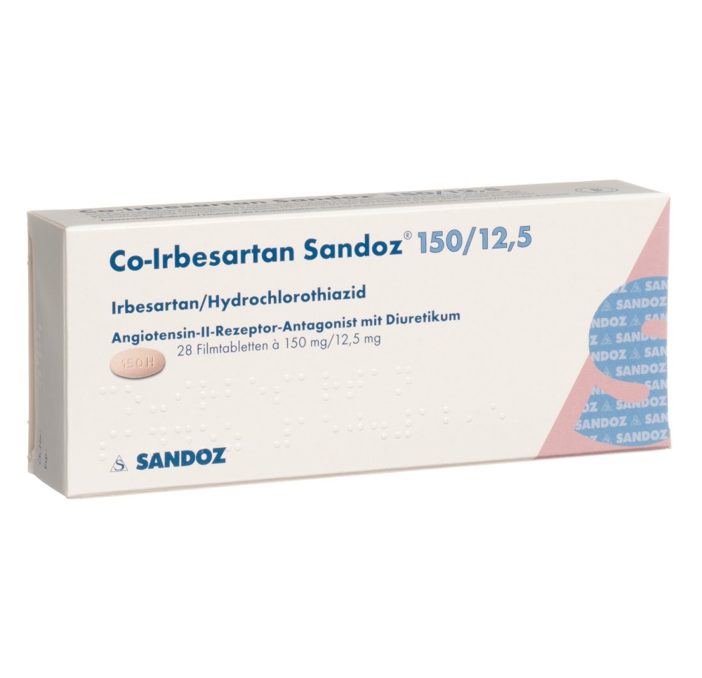 CO-IRBESARTAN Sandoz cpr pell 150/12.5 mg 28 pce CO-IRBESARTAN Sandoz cpr pell 150/12.5 mg 28 pce