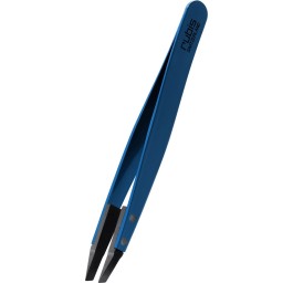 RUBIS pincette techno polymére biseauté bleue inox