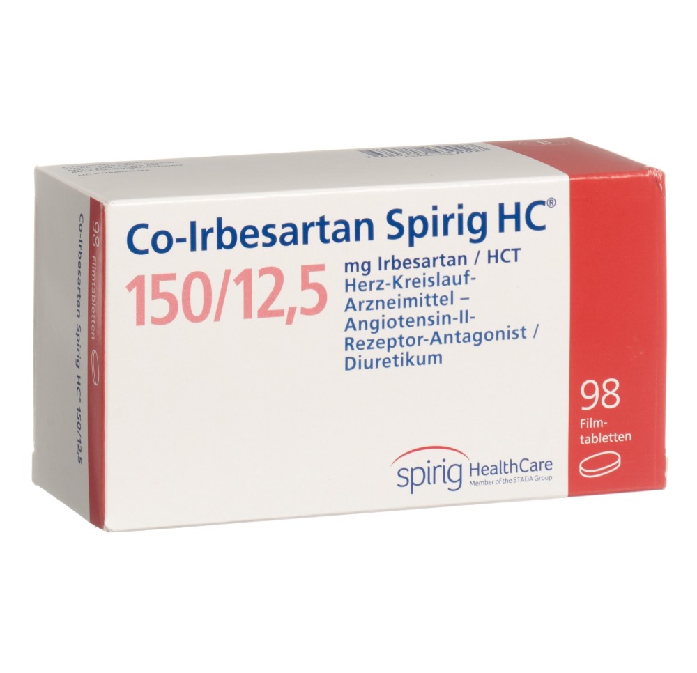 CO-IRBESARTAN Spirig HC cpr pell 150/12.5mg 98 pce CO-IRBESARTAN Spirig HC cpr pell 150/12.5mg 98 pce