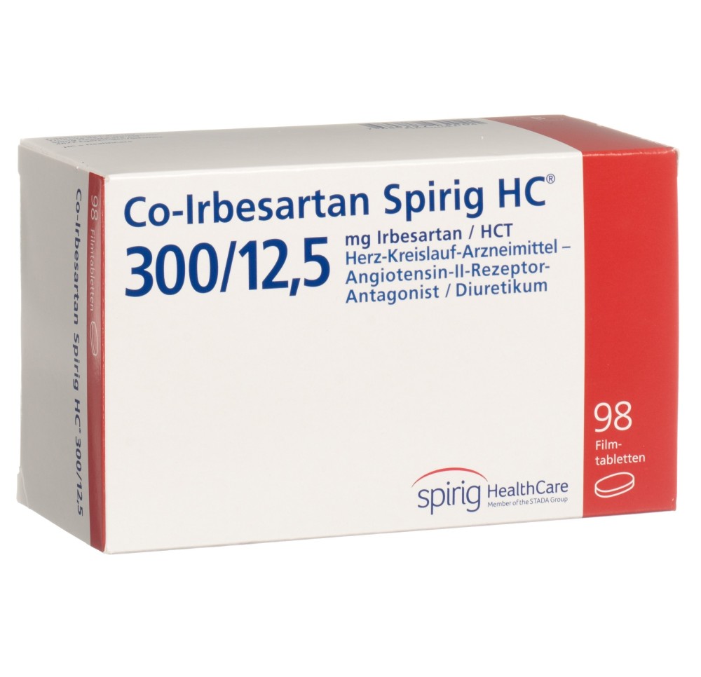 CO-IRBESARTAN Spirig HC cpr pell 300/12.5mg 98 pce CO-IRBESARTAN Spirig HC cpr pell 300/12.5mg 98 pce