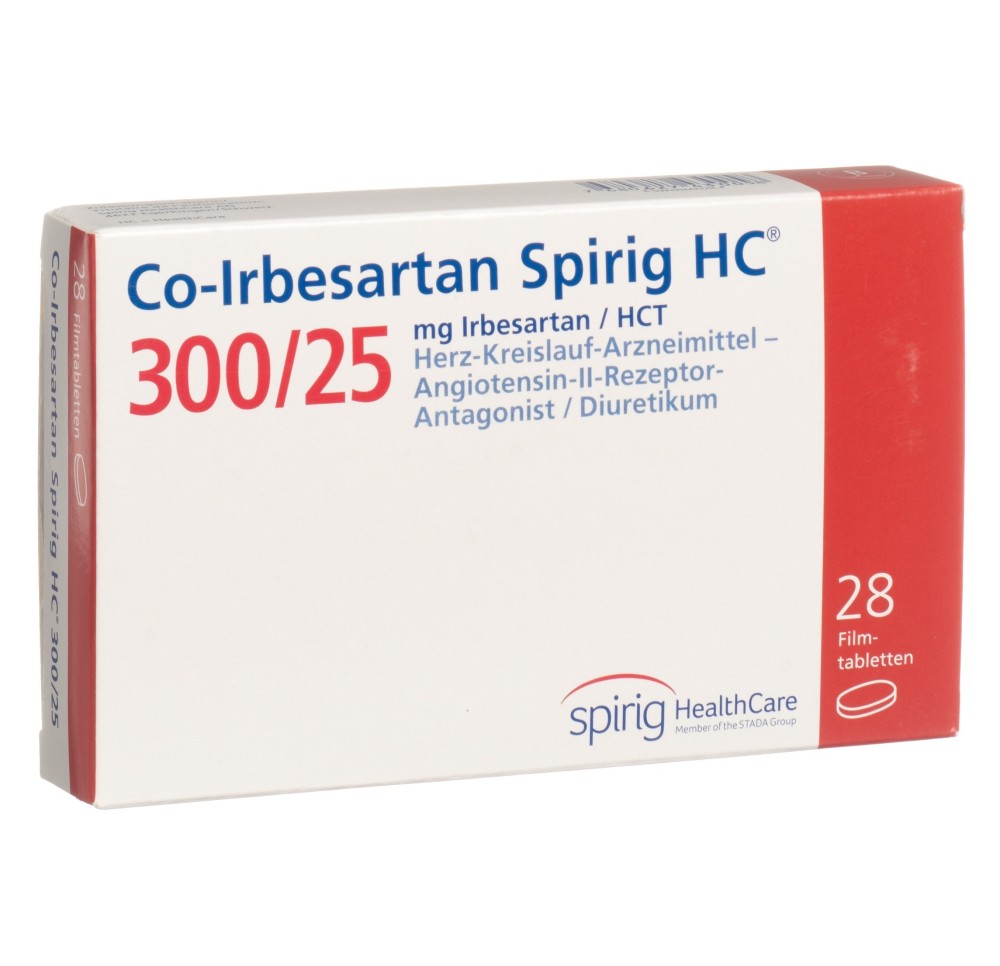 CO-IRBESARTAN Spirig HC cpr pell 300/25mg 28 pce CO-IRBESARTAN Spirig HC cpr pell 300/25mg 28 pce