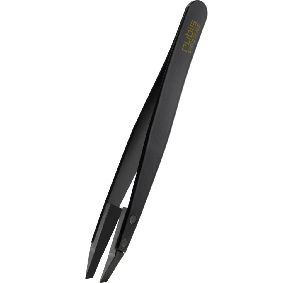 RUBIS pincette techno polymére biseauté noire inox
