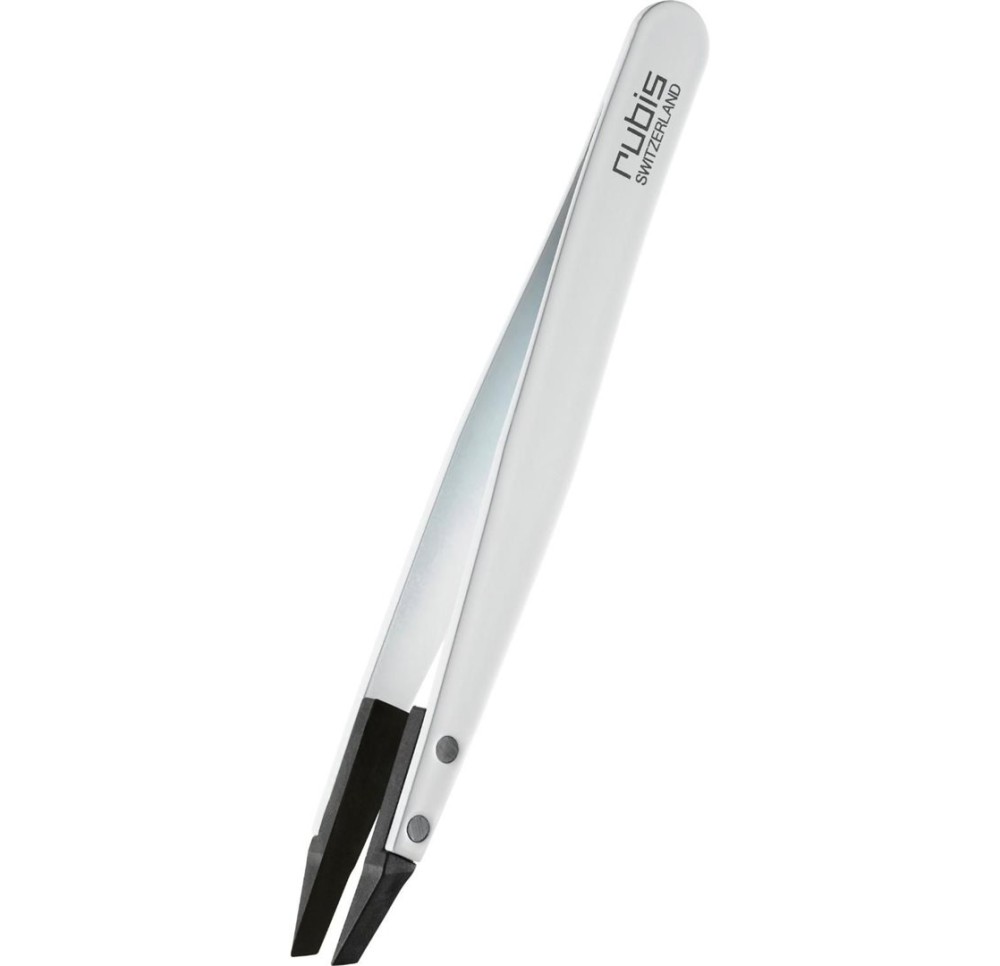 RUBIS pincette techno polymére biseauté blanc inox
