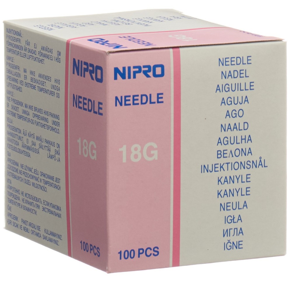 NIPRO aiguilles 1.2x38mm 18Gx1 1/2" rose 100 pce