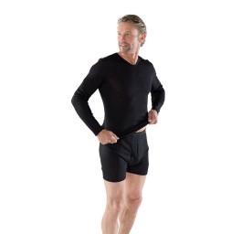 EUSANA hommes spencer manch long XL décol V noir