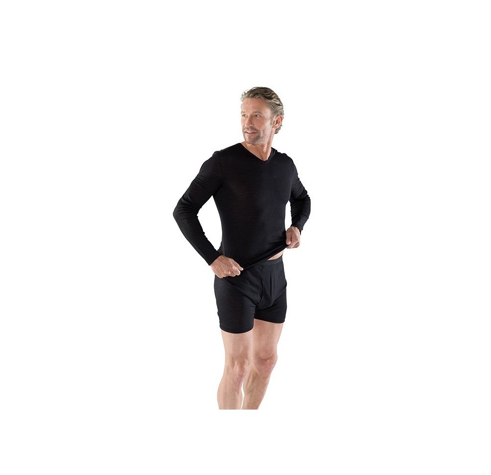 EUSANA hommes spencer manch long XL décol V noir