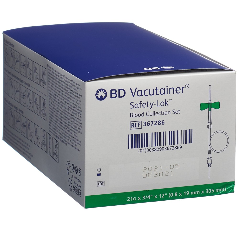 VACUTAINER set prise sang 21Gx3/4 vert long 50 pce