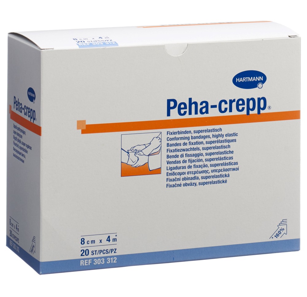 PEHA CREPP bande crêpe 4mx8cm blanc 20 pce