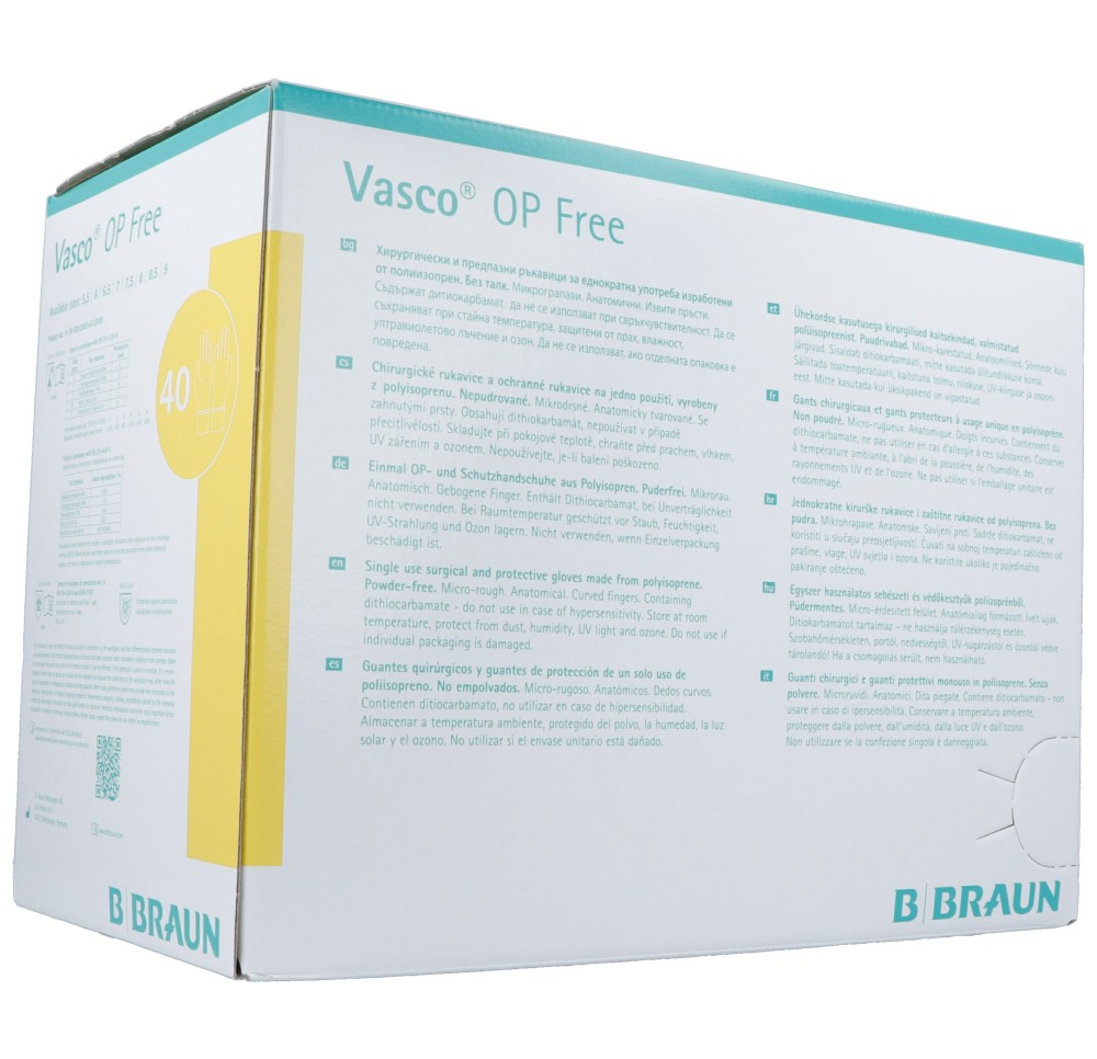 VASCO OP FREE gant Gr8.0 stérile s latex 40 paire VASCO OP FREE gant Gr8.0 stérile s latex 40 paire