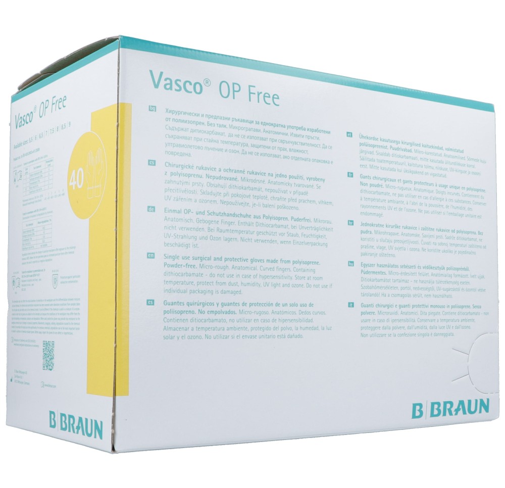VASCO OP FREE gant Gr8.5 stérile s latex 40 paire VASCO OP FREE gant Gr8.5 stérile s latex 40 paire