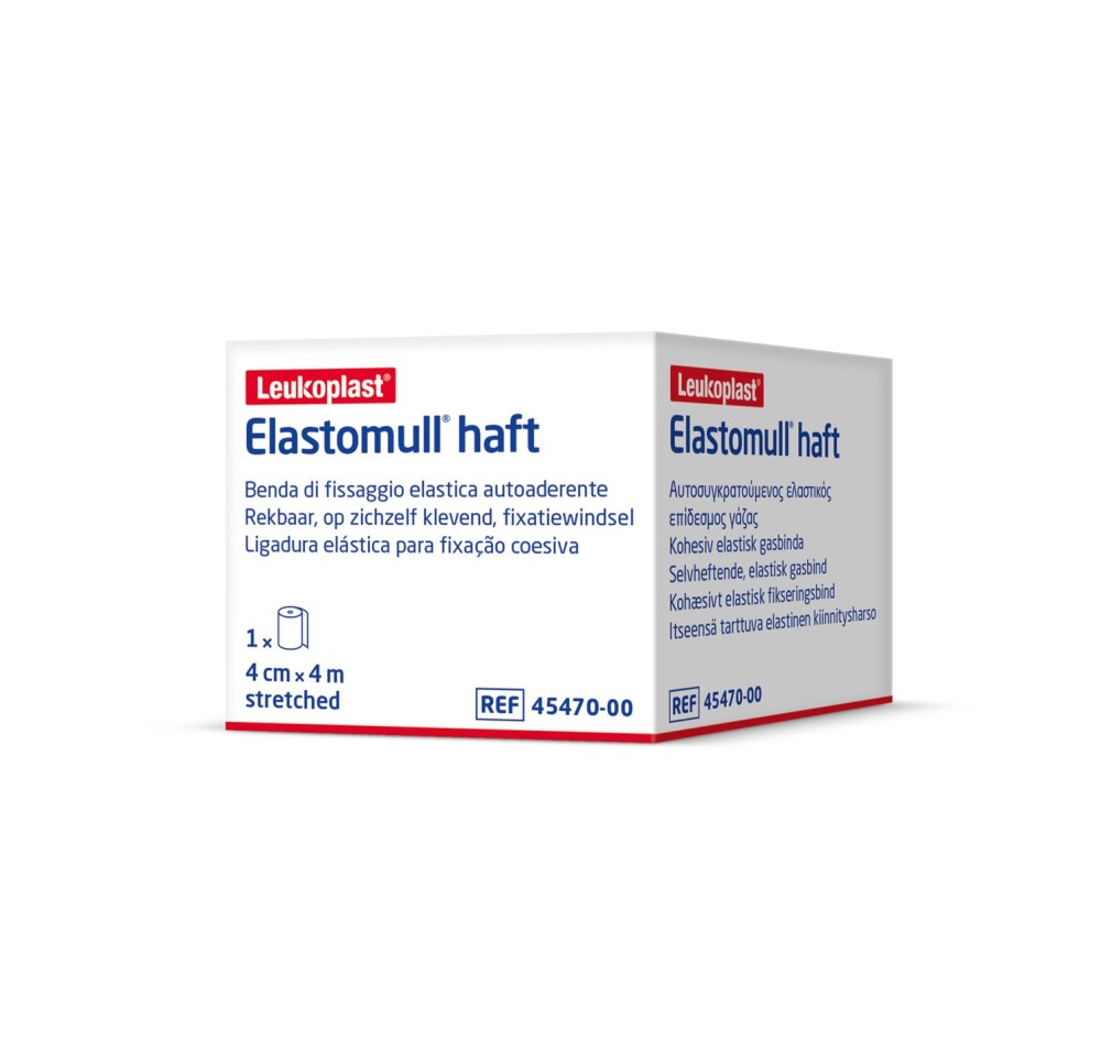 ELASTOMULL haft bande gaze 4mx4cm blanc rouleau