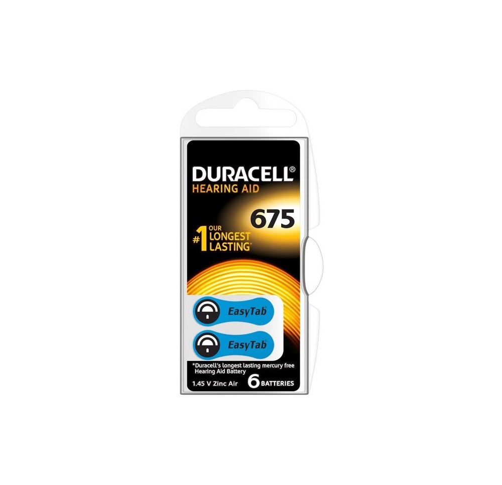 Duracell pile EasyTab 675 Zinc Air D6 1.4V 6 pce