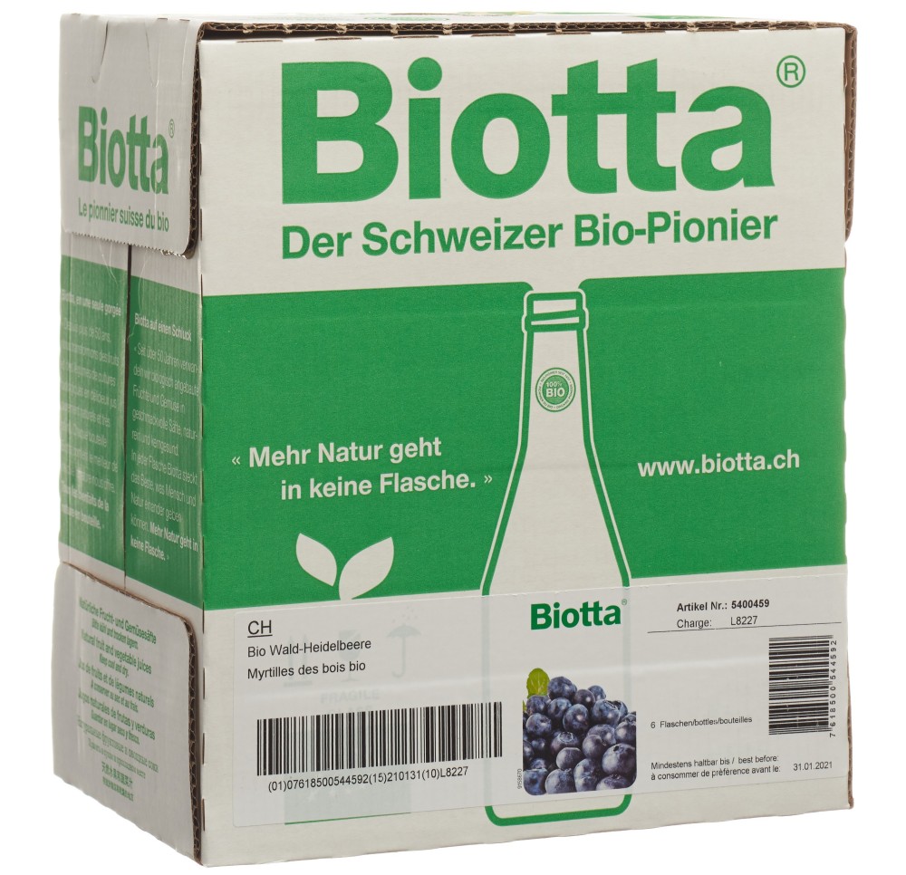 BIOTTA Myrtilles des bois Bio 6 fl 5 dl