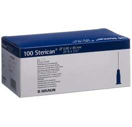 STERICAN aigui 23G 0.60x80mm bleu neu luer 100 pce